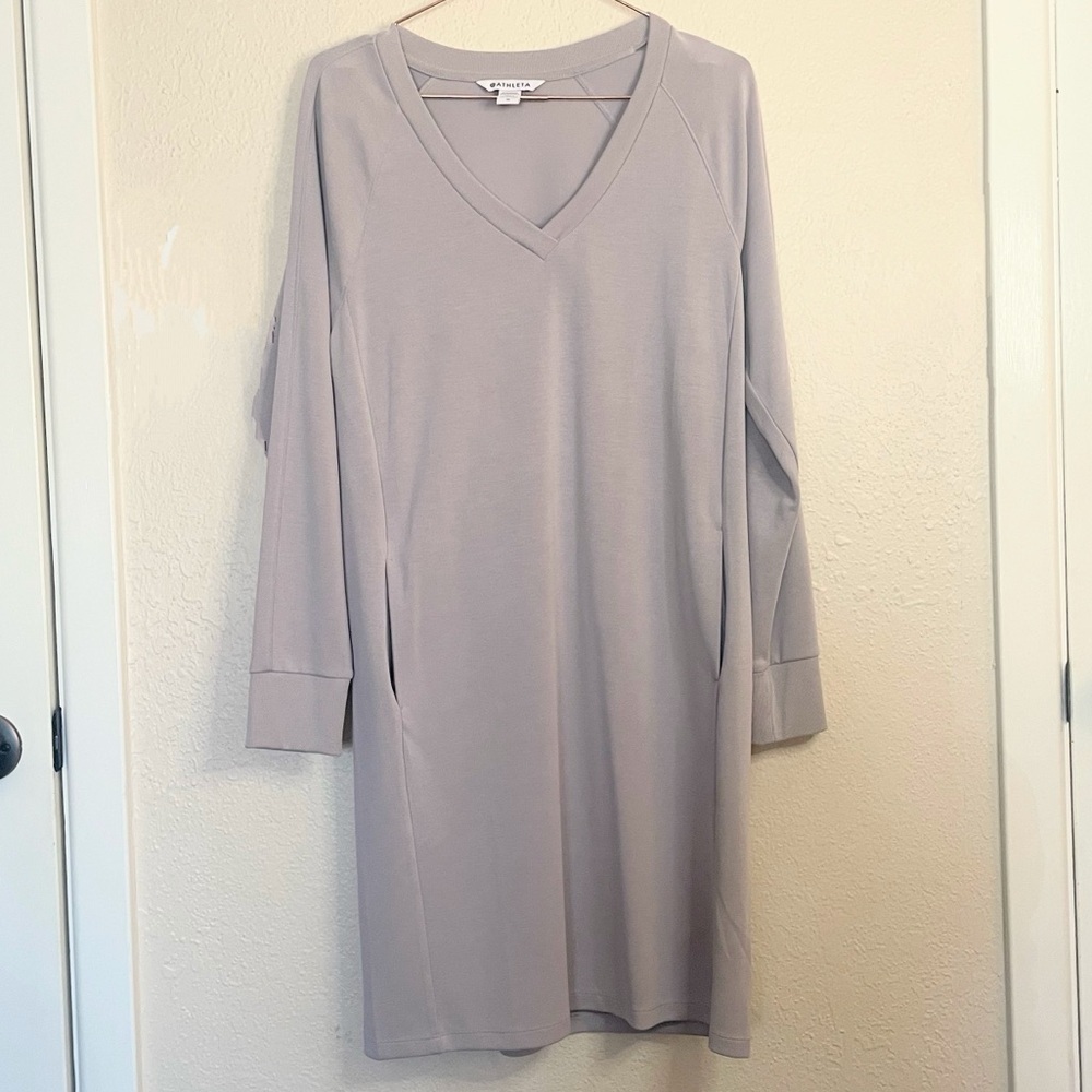 Athleta Seasoft Long Sleeve Dress Medium Quiet Luxury Clean Girl Minimal